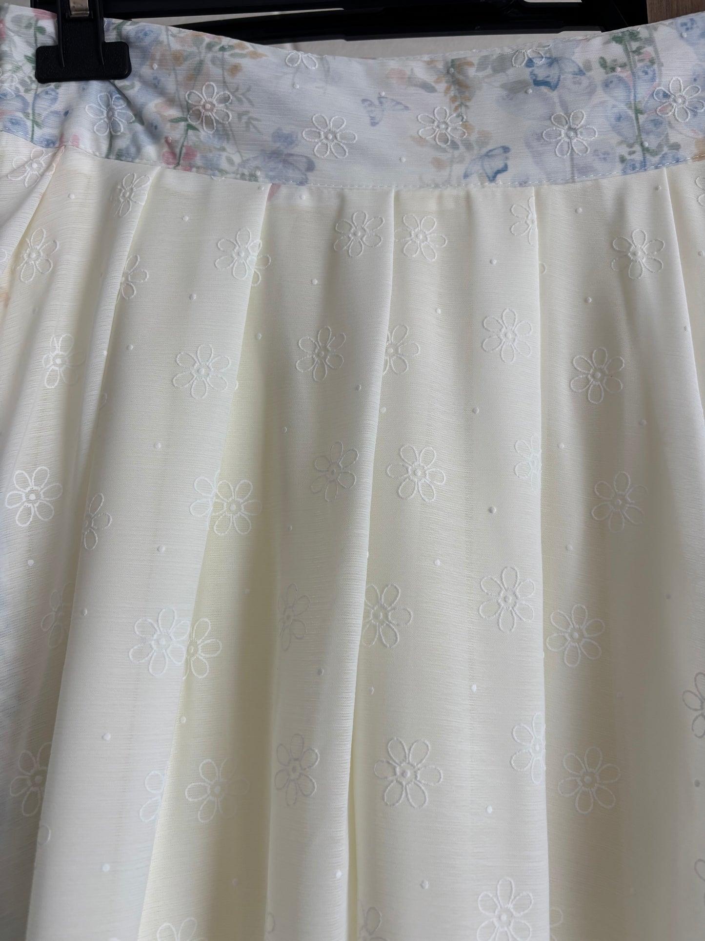 FALDA LONG FLOWERS BLUE CIEL