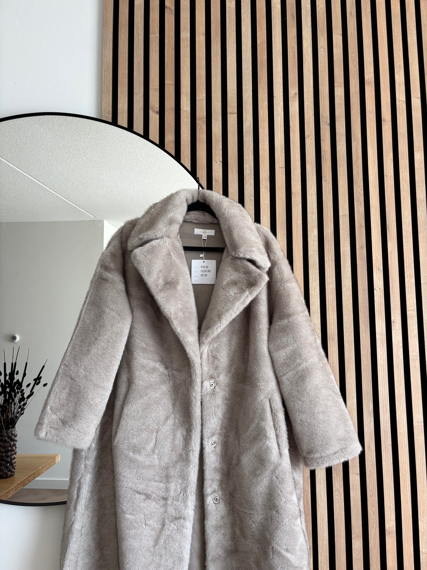 ABRIGO PELO TAUPE/GREY