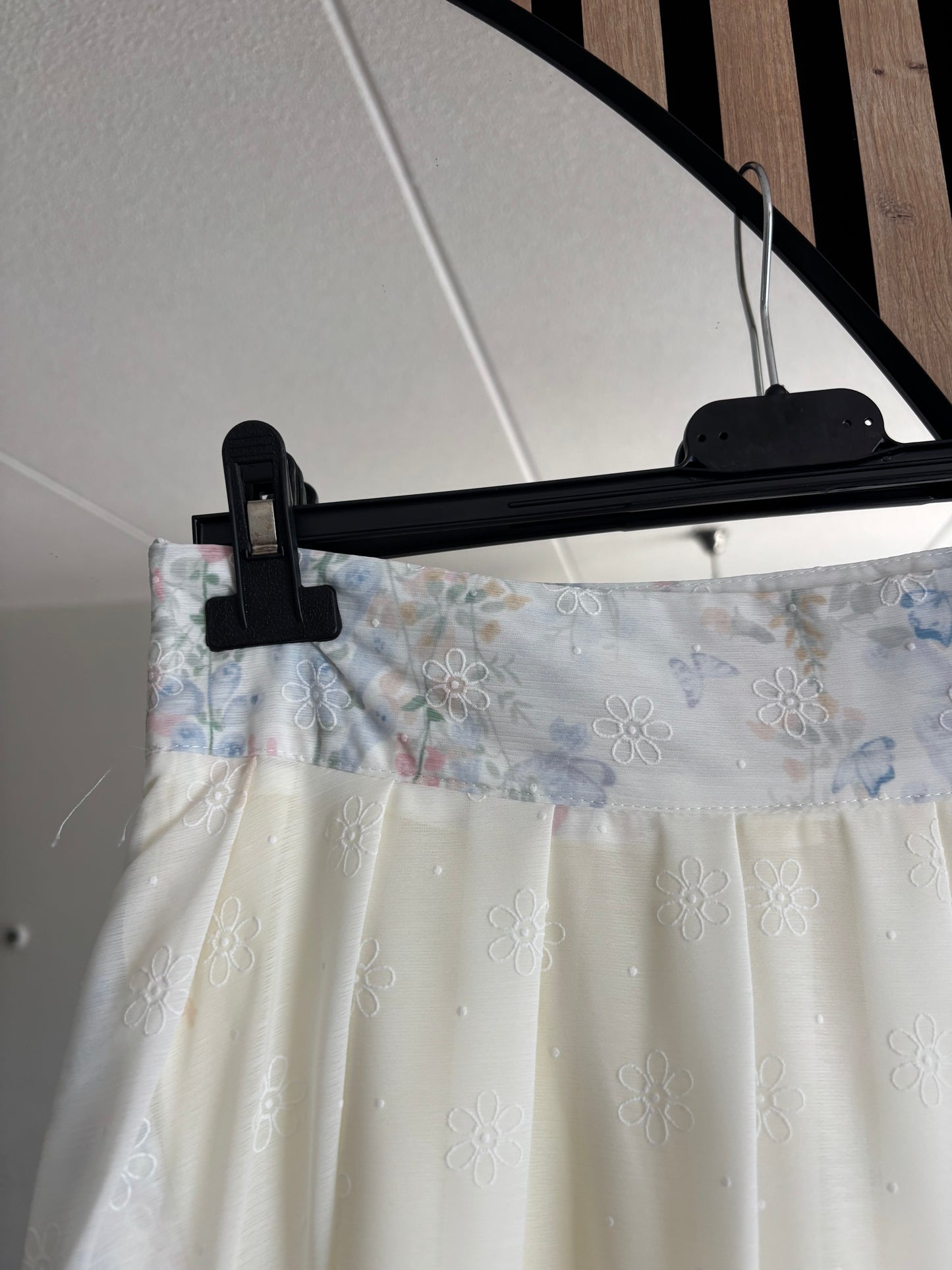 FALDA LONG FLOWERS BLUE CIEL