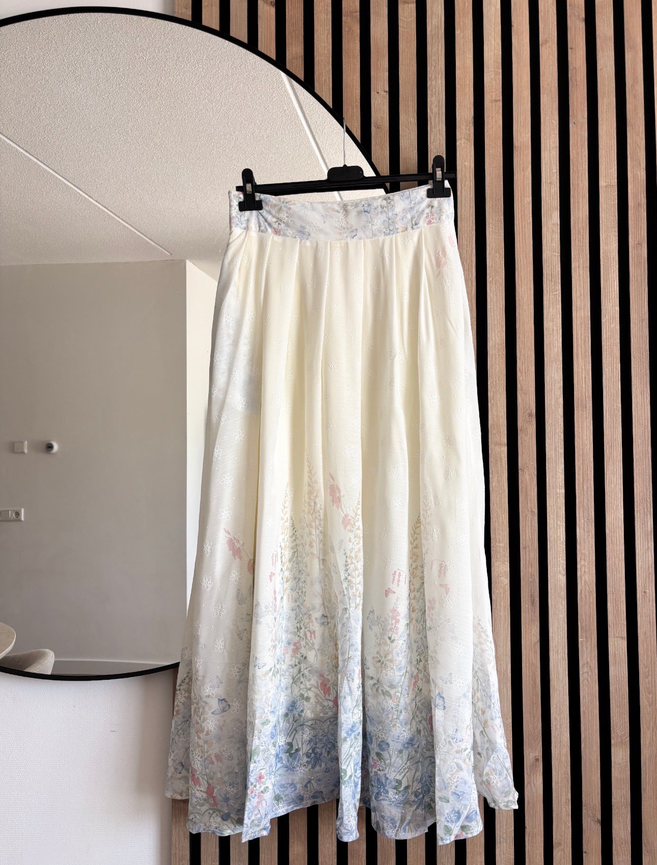 FALDA LONG FLOWERS BLUE CIEL
